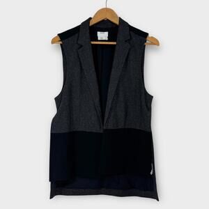 DKNY Women’s Size XS Gray Black Colorblock Collared Open Vest Blazer Jacket